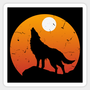 Wolf Howling to the Full Moon Sticker